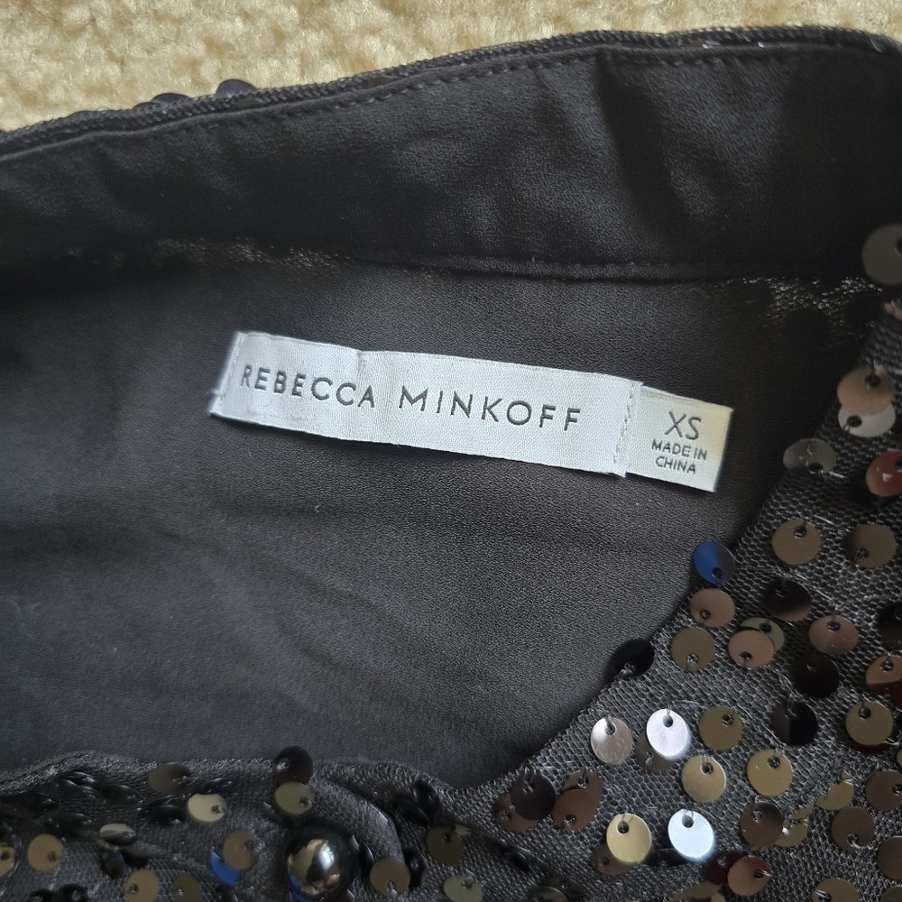 Rebecca Minkoff Black Sequin Embellished Mini Lined Dress - Size XS - Picture 8 of 15